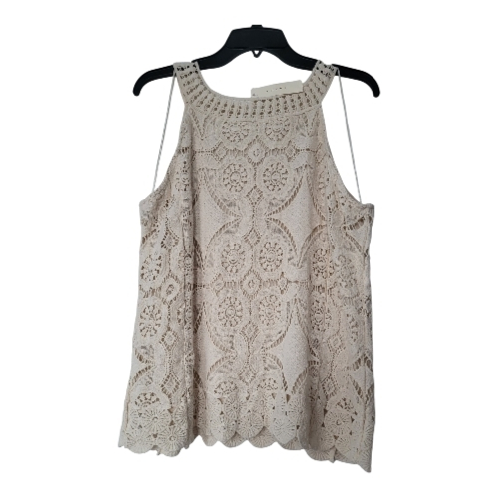 Adiva Beige Crochet Halter Camisole
